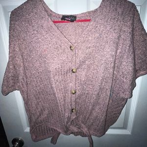 Light pink front knot shirt